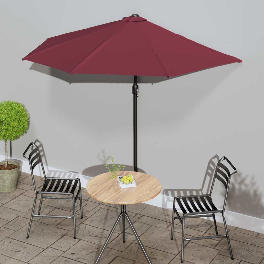 Balkon-Sonnenschirm Alu-Mast Bordeauxrot 270x144x222cm Halbrund