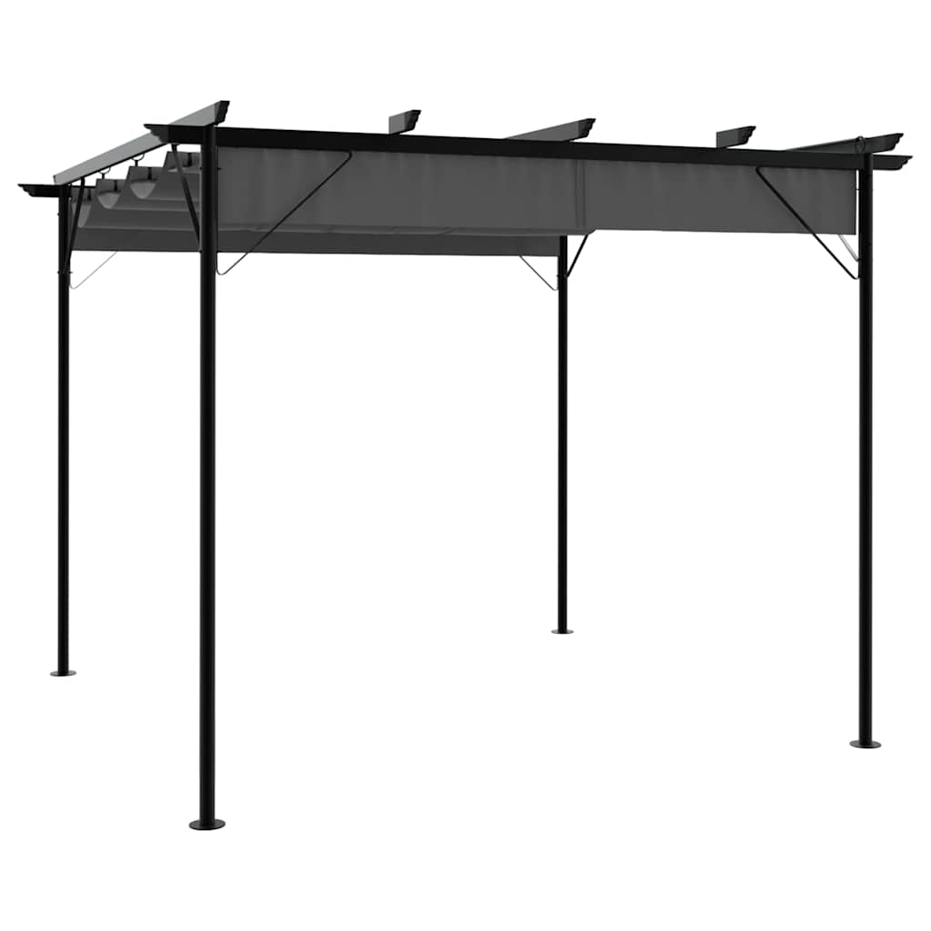Pergola mit Ausziehbarem Dach Anthrazit 3x3 m Stahl 180 g/m²
