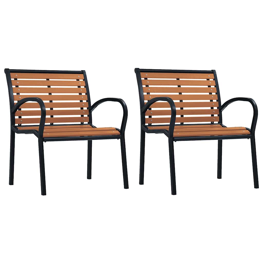 Gartenstühle 2 Stk. Stahl und WPC Schwarz und Braun