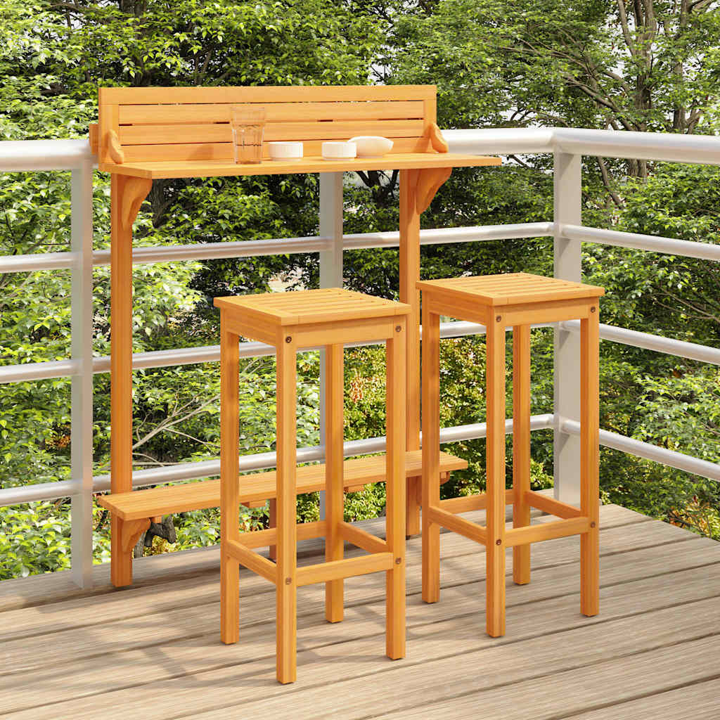 3-tlg. Balkon-Bar-Set Massivholz Akazie