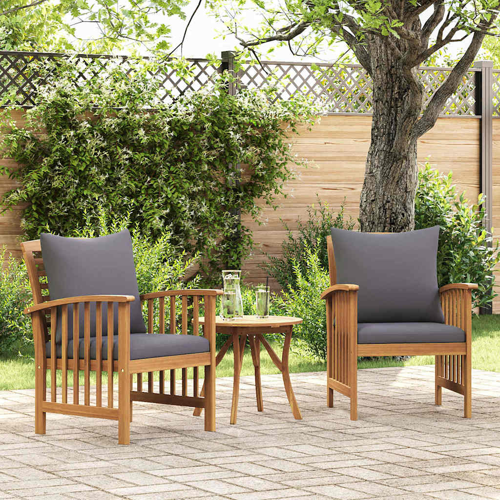 Gartenstühle mit Kissen 2 Stk. Akazie Massivholz