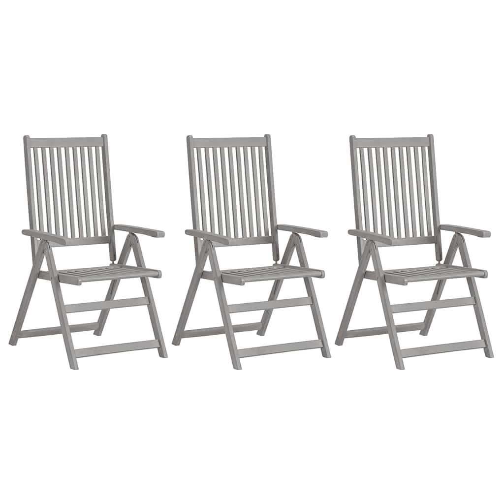 Verstellbare Gartenstühle 3 Stk. Grau Massivholz Akazie