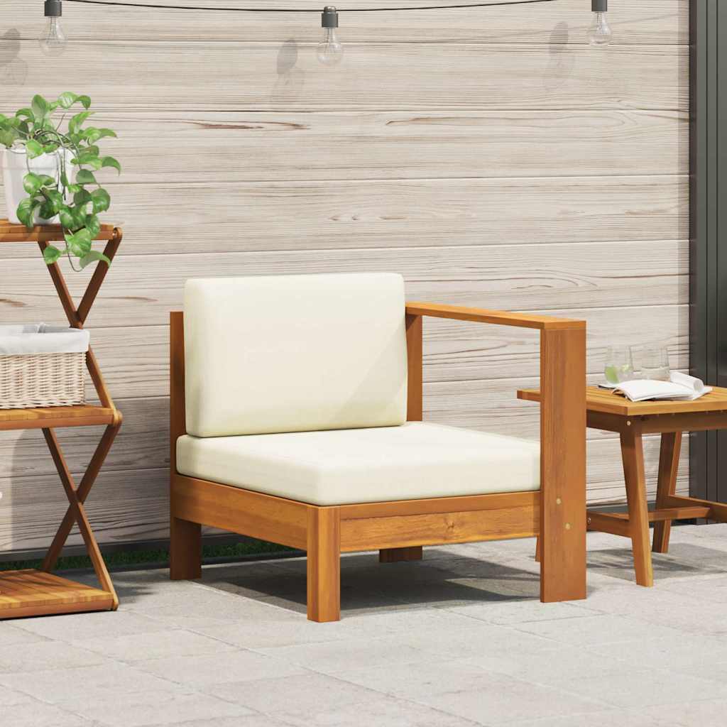 Mittelsofa mit 1 Armlehne Cremeweiß Massivholz Akazie