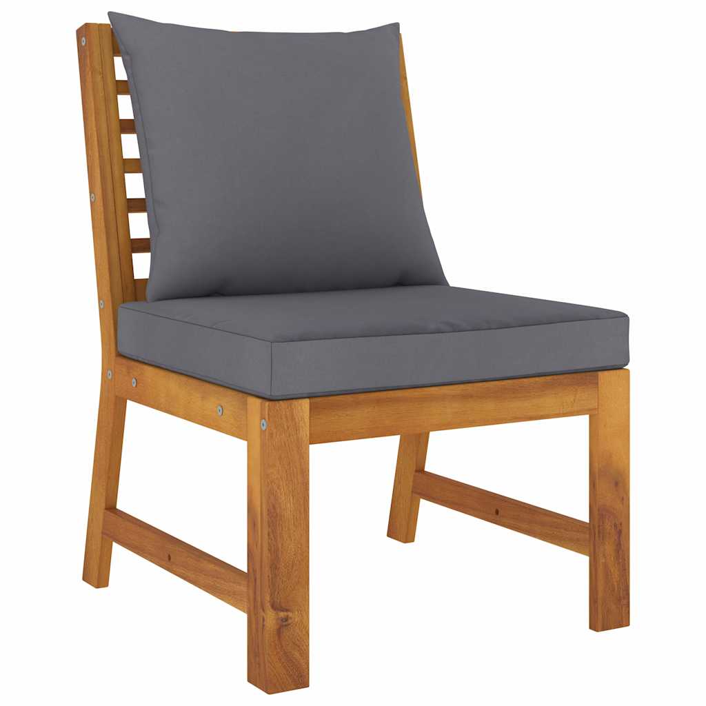 Modular-Mittelsofa mit Dunkelgrauen Kissen Akazie Massivholz