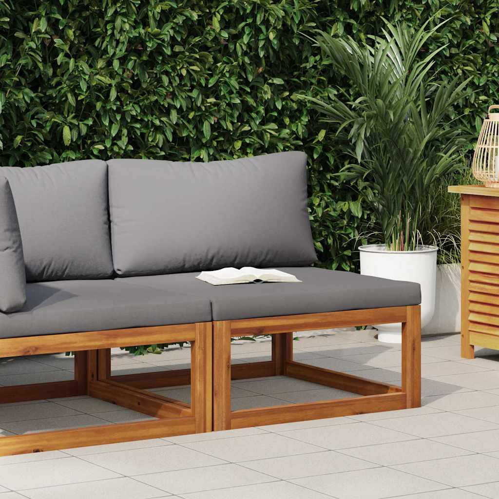 Modular-Mittelsofa mit Dunkelgrauen Kissen Akazie Massivholz