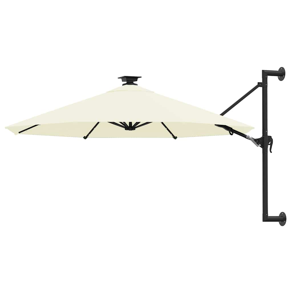 Sonnenschirm zur Wandmontage mit LEDs 300 cm Sandweiß