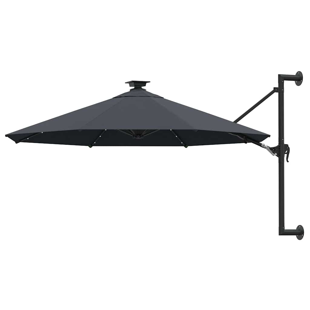 Sonnenschirm zur Wandmontage mit LEDs 300 cm Anthrazit