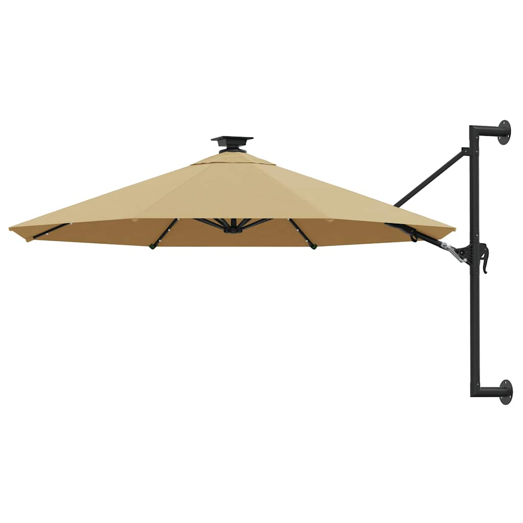 Sonnenschirm zur Wandmontage mit LEDs 300 cm Taupe