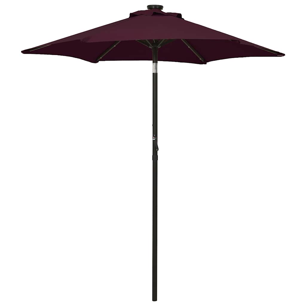 Sonnenschirm mit LED-Beleuchtung Bordeauxrot 200x211 cm Alu