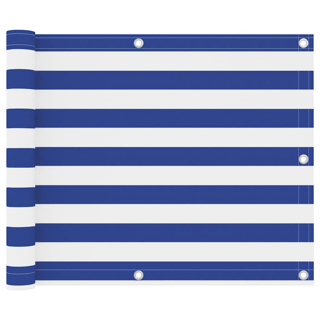 Balkon-Sichtschutz Weiß und Blau 75x400 cm Oxford-Gewebe