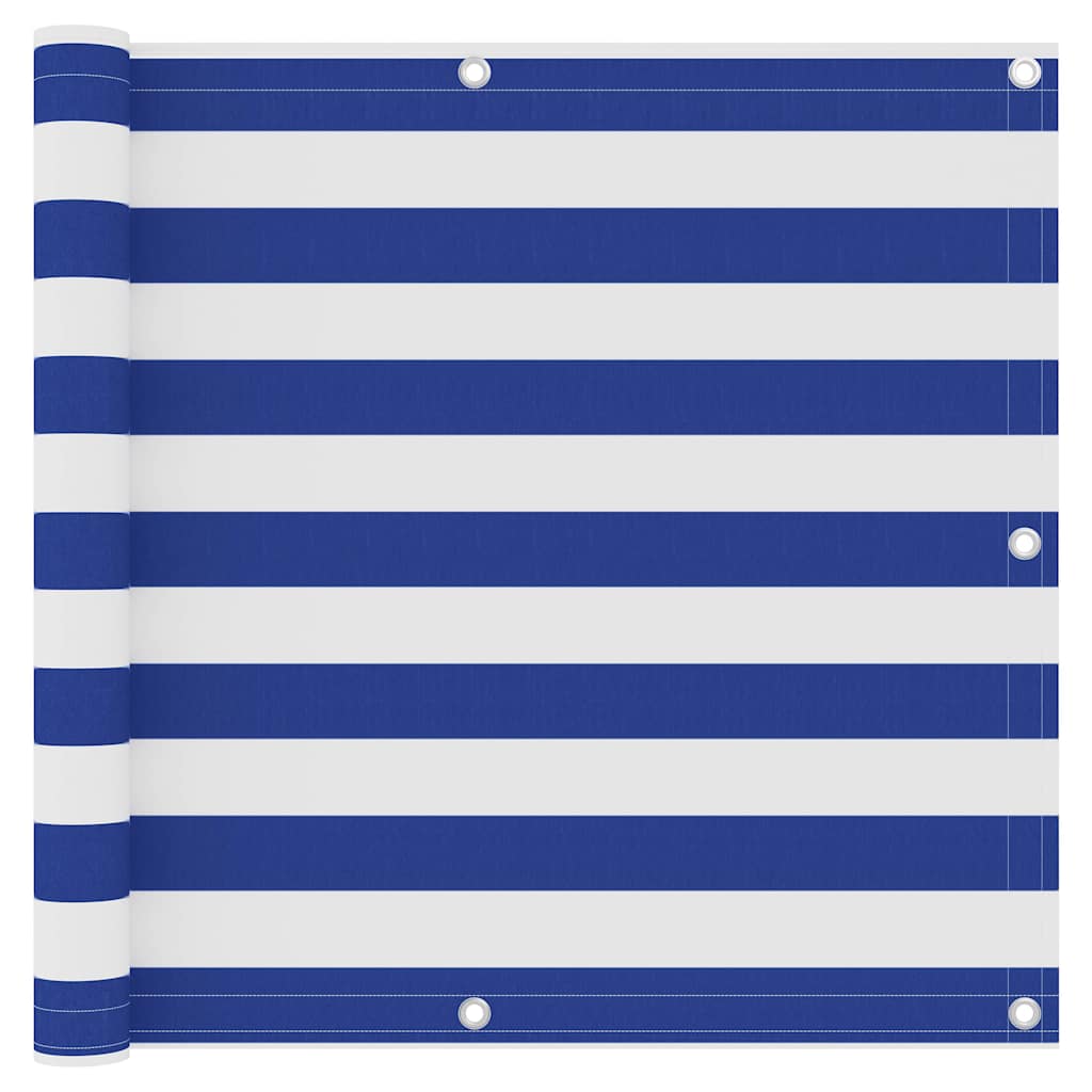 Balkon-Sichtschutz Weiß und Blau 90x300 cm Oxford-Gewebe