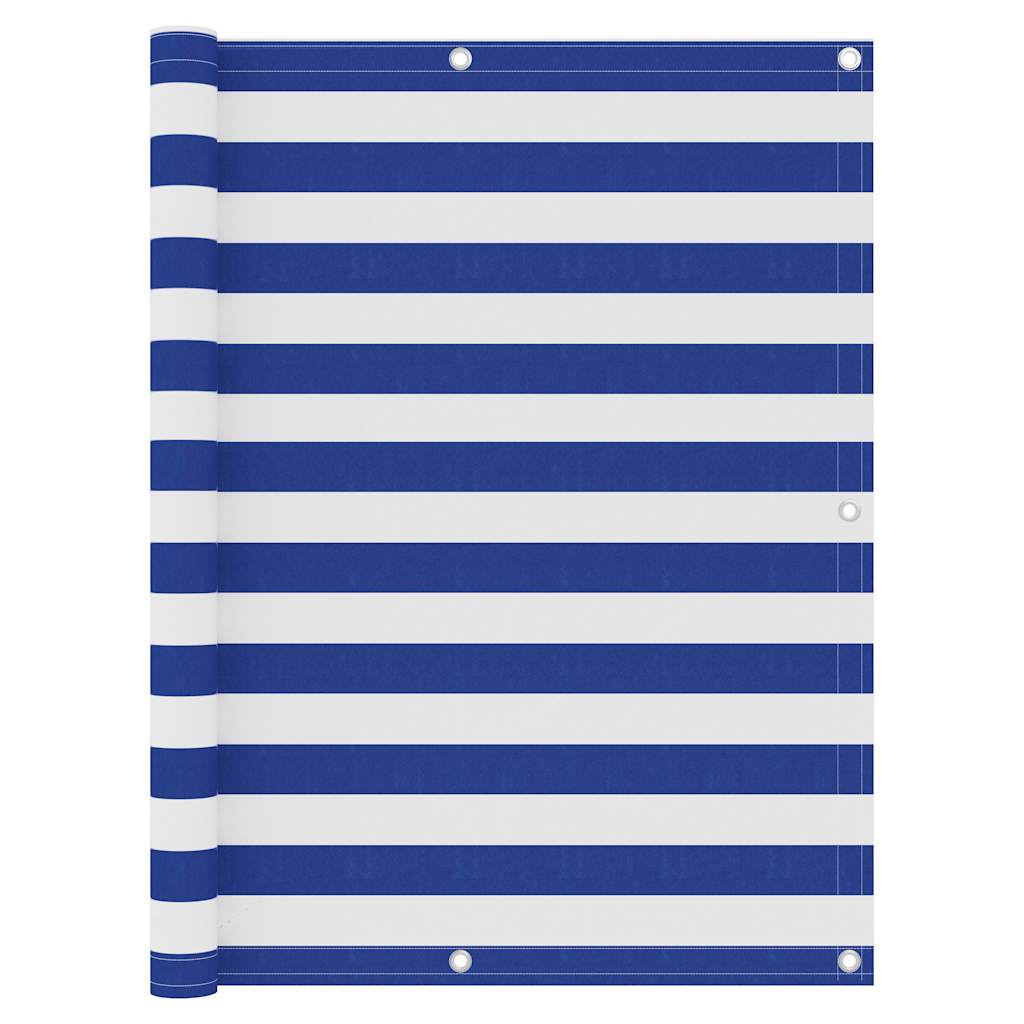 Balkon-Sichtschutz Weiß und Blau 120x600 cm Oxford-Gewebe