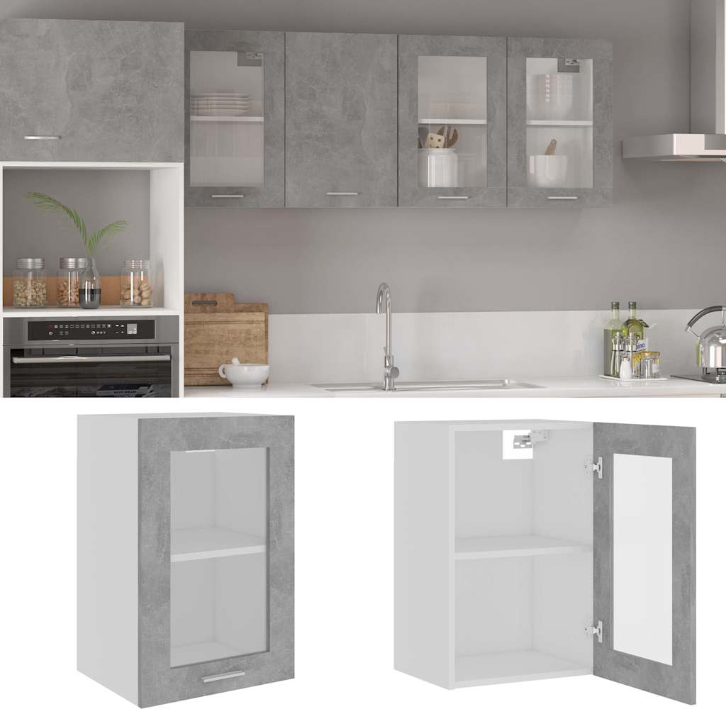 Hängeglasschrank Lyon Betongrau 40x31x60 cm Holzwerkstoff