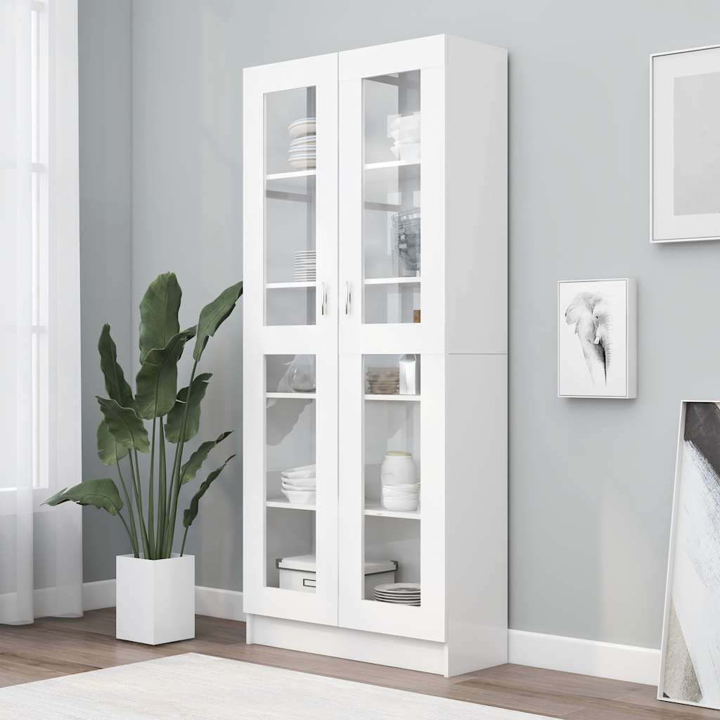 Vitrinenschrank Weiß 82,5x30,5x185 cm Holzwerkstoff