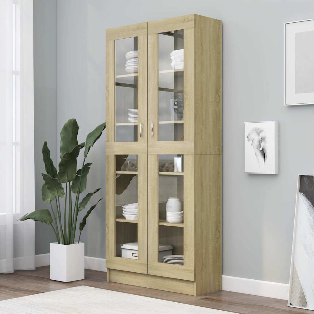 Vitrinenschrank Sonoma-Eiche 82,5x30,5x185 cm Holzwerkstoff