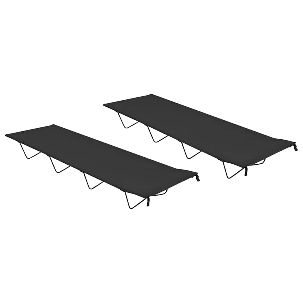 Campingbetten 2 Stk. 180x60x19 cm Oxford-Gewebe Stahl Schwarz