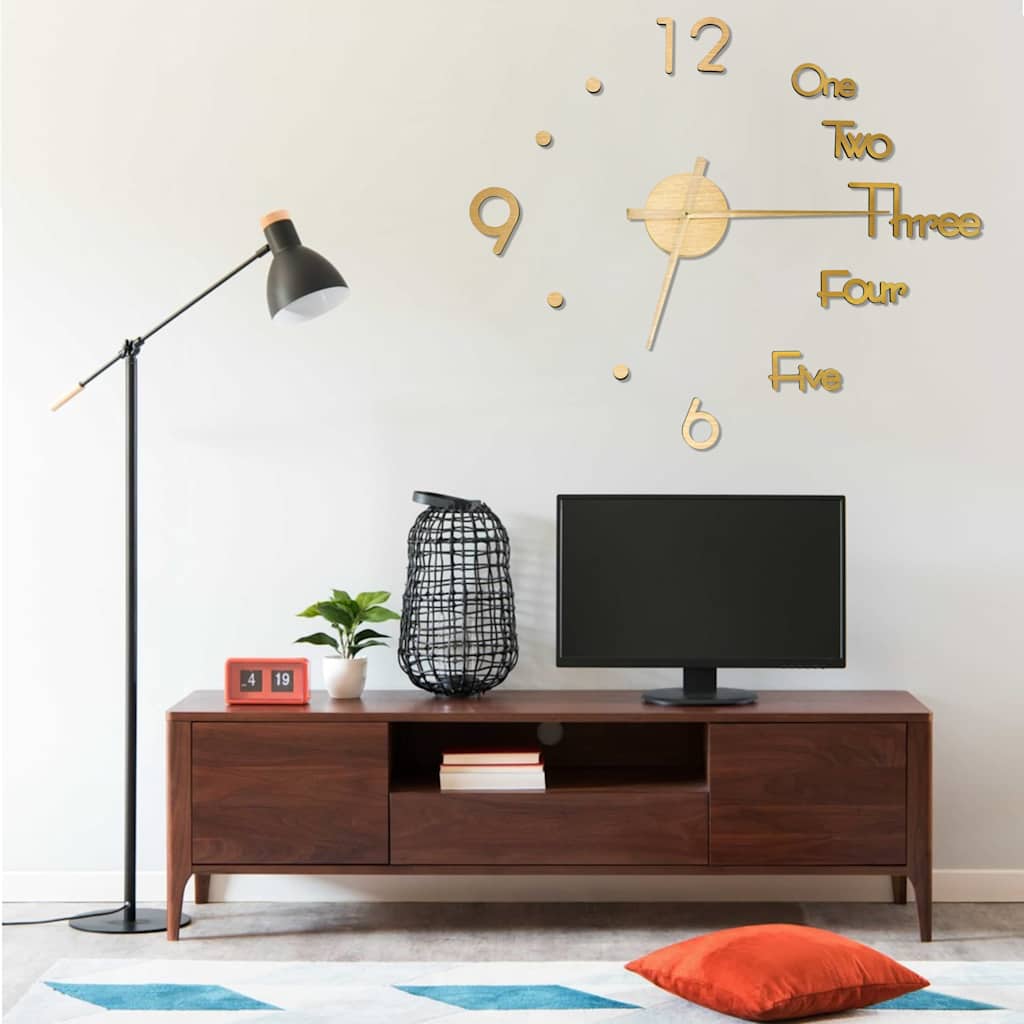 3D-Wanduhr Modernes Design Golden 100 cm XXL