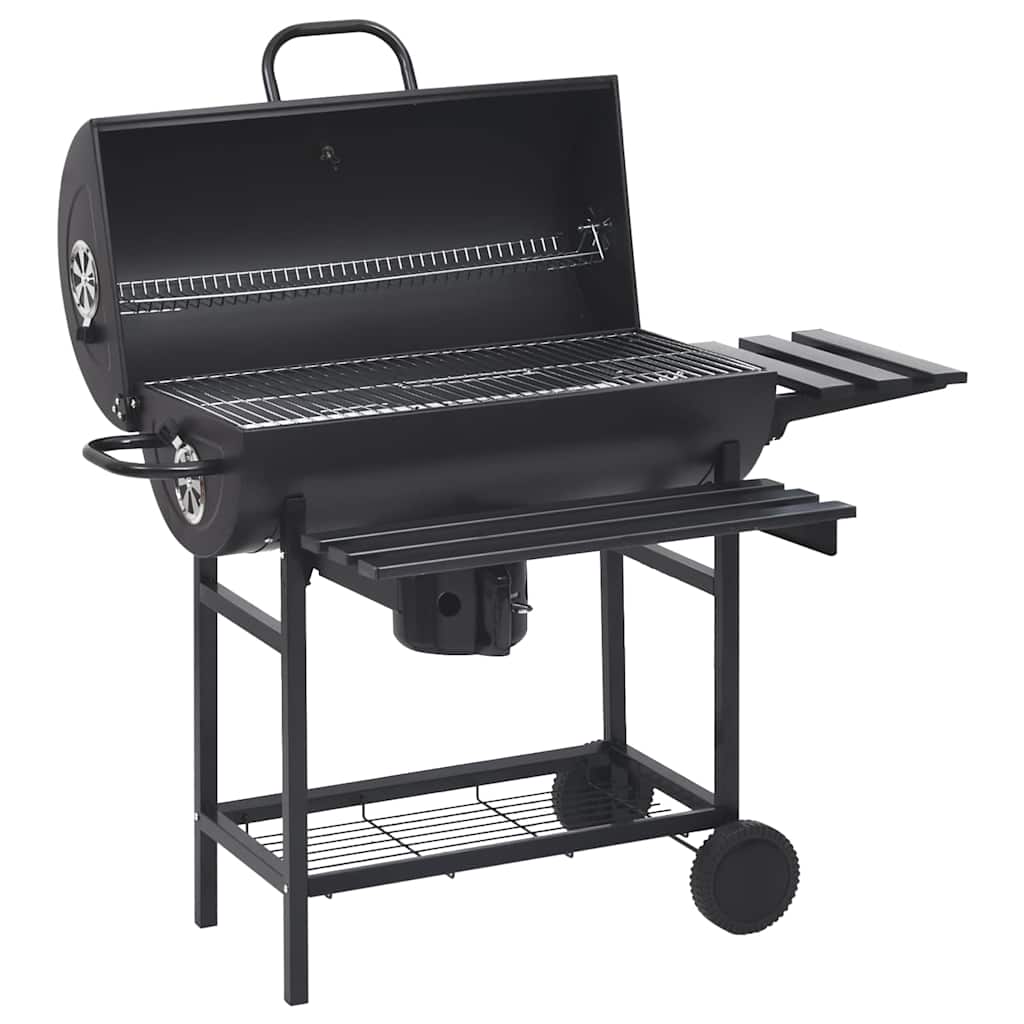Grillwagen mit Rädern und Ablagen Schwarz Stahl 115x85x95 cm