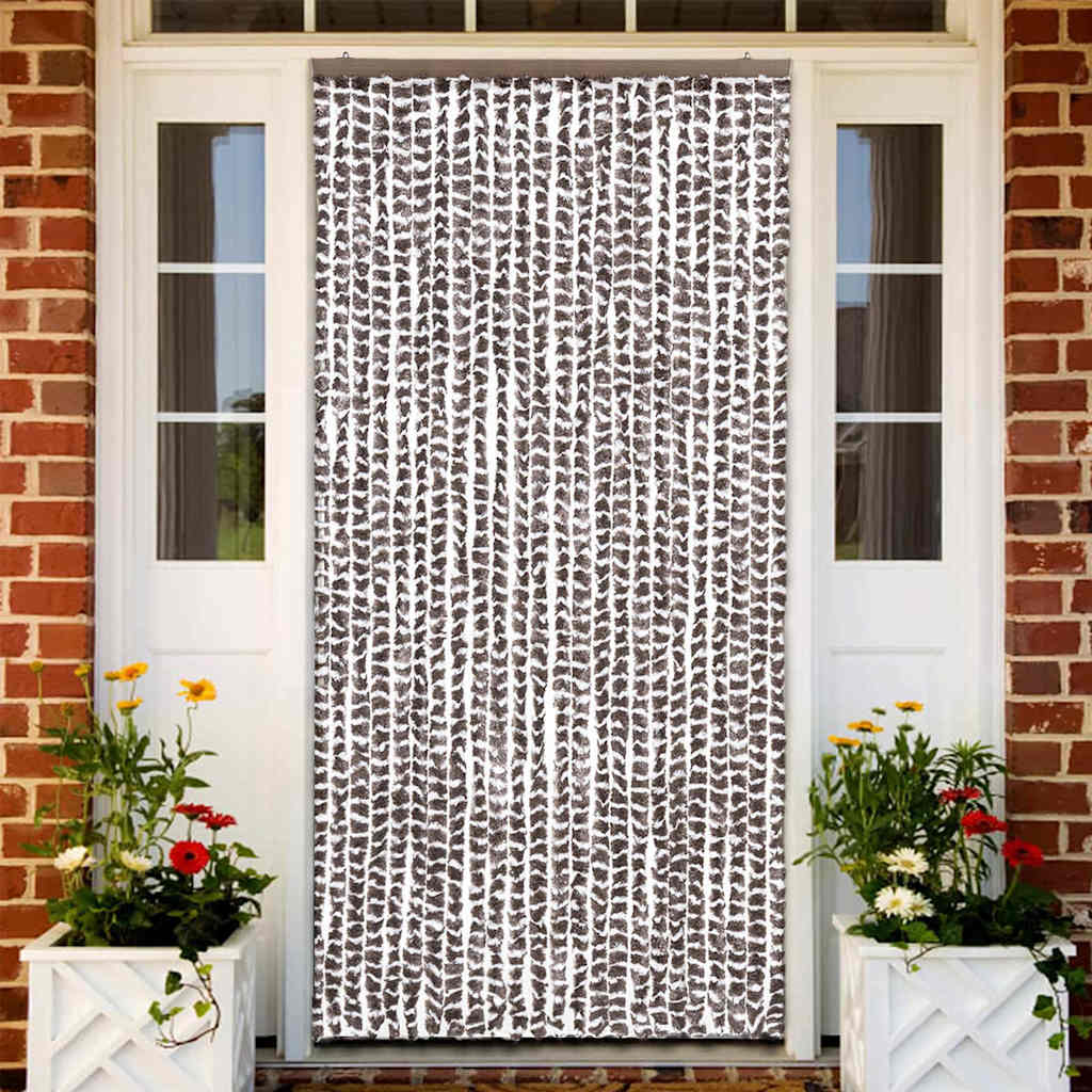 Insektenschutz-Vorhang Taupe und Weiß 100x220 cm Chenille