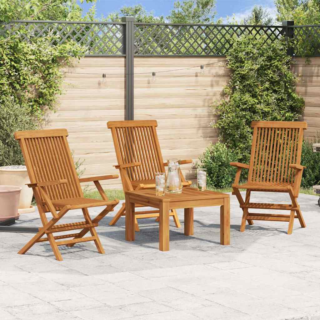 Klappstühle, 3er-Set, für Garten und Terrasse, Teakholz