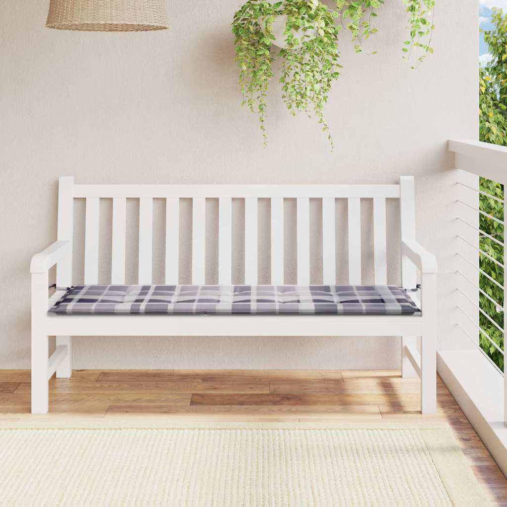 Gartenbank-Auflage Grau Karomuster 150x50x3 cm Oxford-Gewebe