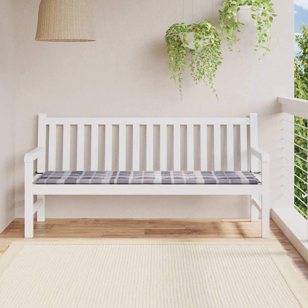 Gartenbank-Auflage Grau Karomuster 180x50x3 cm Oxford-Gewebe