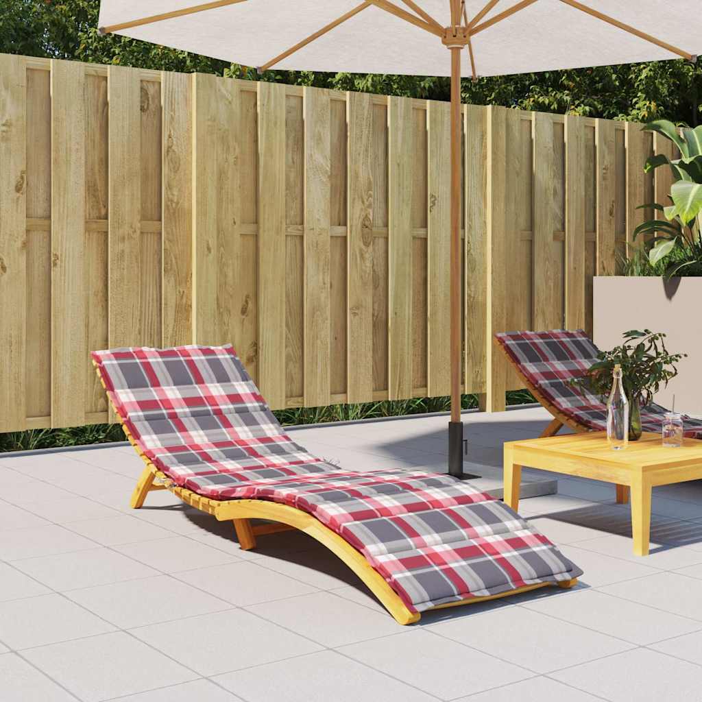 Sonnenliegen-Auflage Rot Karomuster 200x60x3 cm Oxford-Gewebe