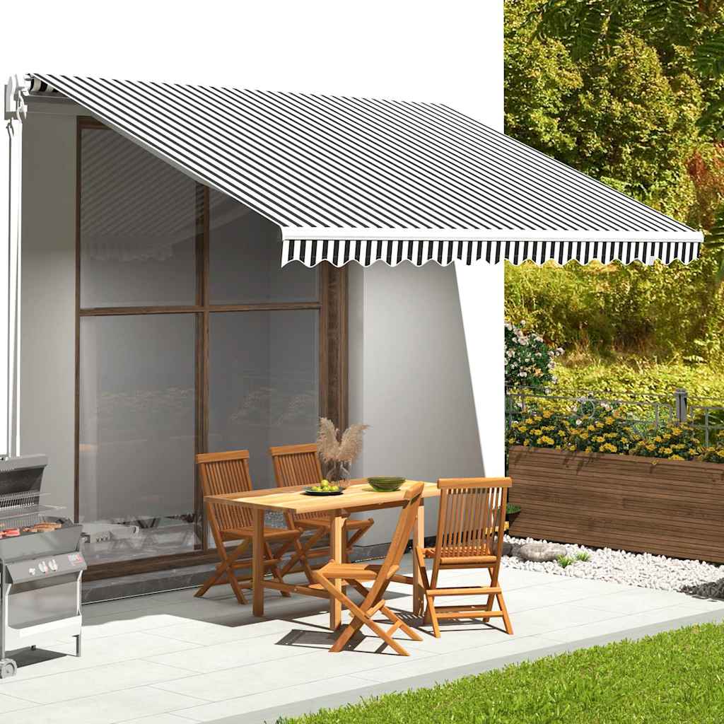 Ersatzstoff für Markise Anthrazit und Weiß 450x350 cm Polyester