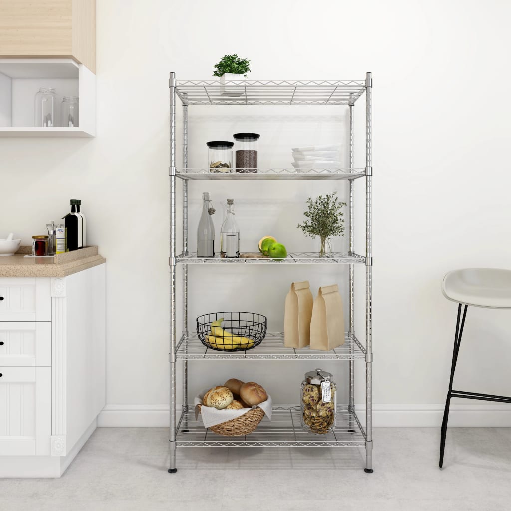 Lagerregal mit 5 Böden 90x35x180 cm Chrom 250 kg