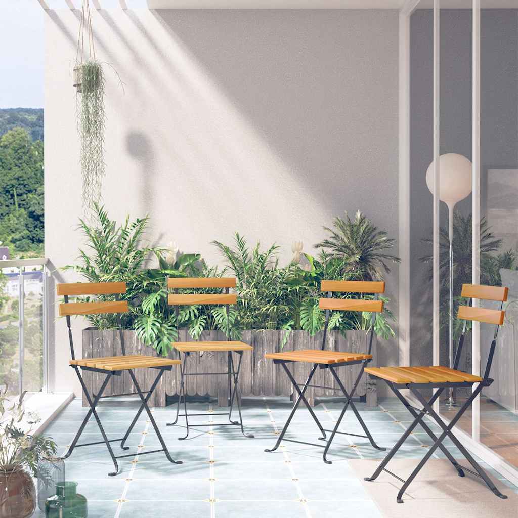Klappbarer Bistrostuhl, 4-teilig, Massivholz Akazie