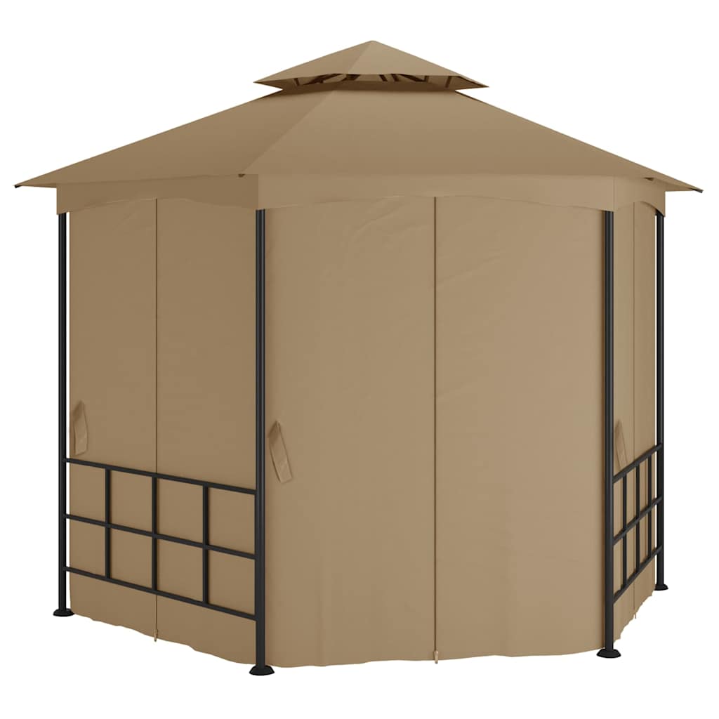 Pavillon mit Seitenwänden 3,1x2,7 m Taupe