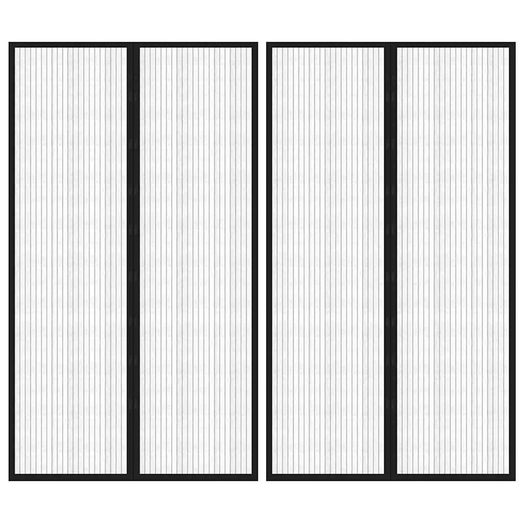Fliegengitter-Türvorhänge 2 Stk. Magnet Schwarz 200x80 cm