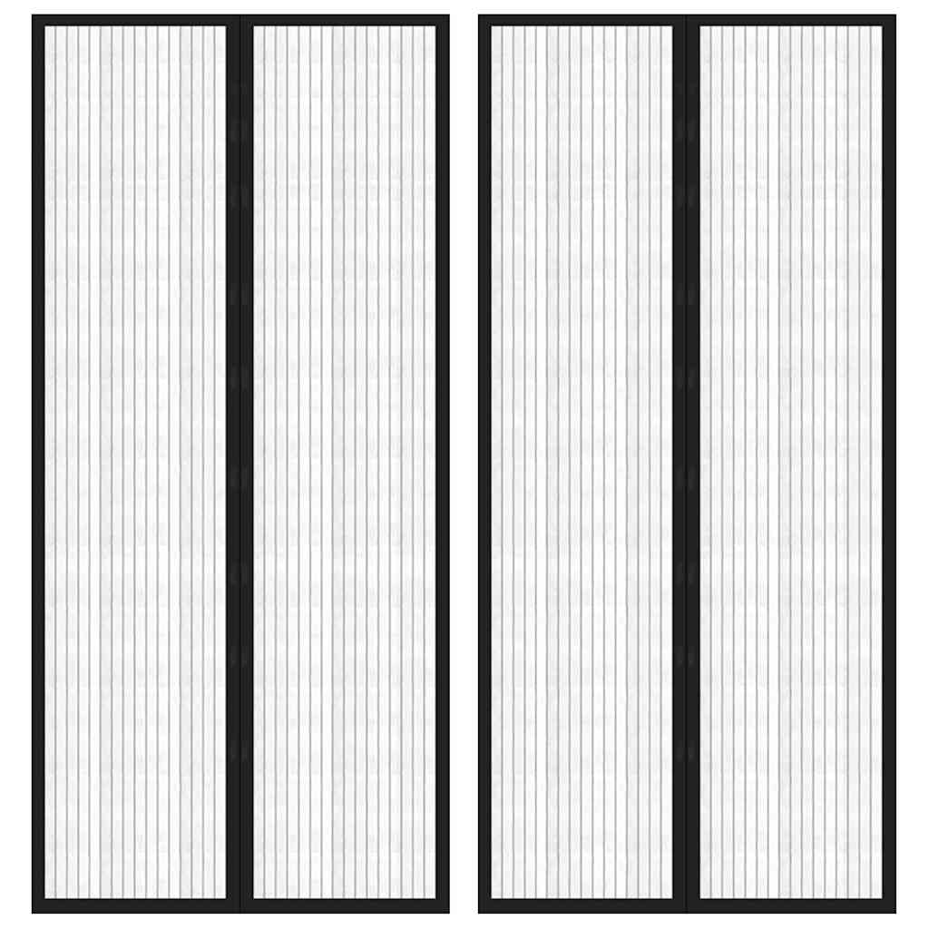 Fliegengitter-Türvorhänge 2 Stk. Magnet Schwarz 210x90 cm