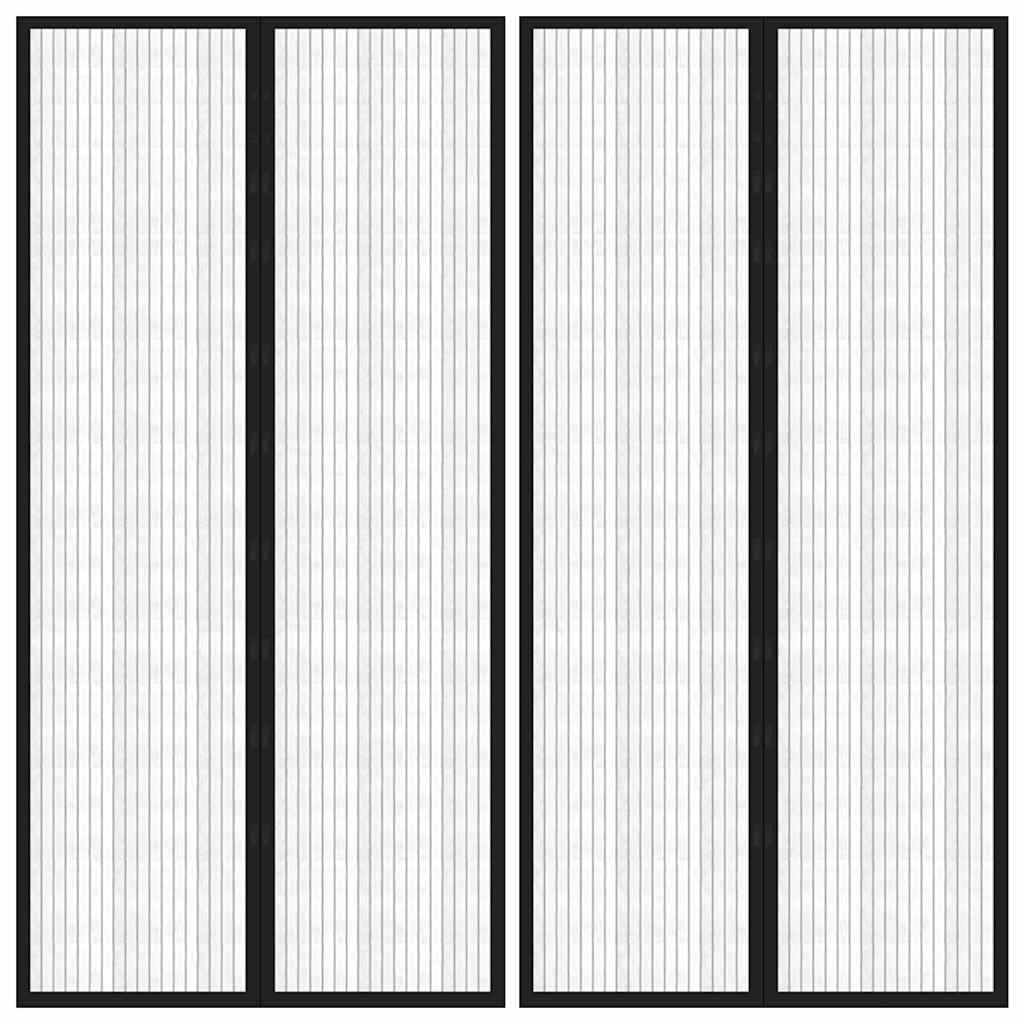 Fliegengitter-Türvorhänge 2 Stk. Magnet Schwarz 220x100 cm