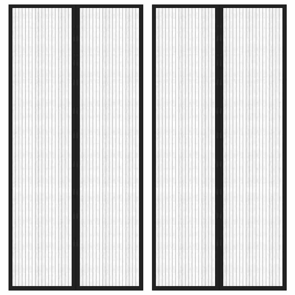 Fliegengitter-Türvorhänge 2 Stk. Magnet Schwarz 220x110 cm