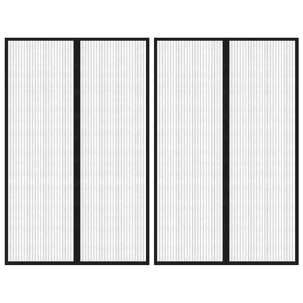 Fliegengitter-Türvorhänge 2 Stk. Magnet Schwarz 220x130 cm