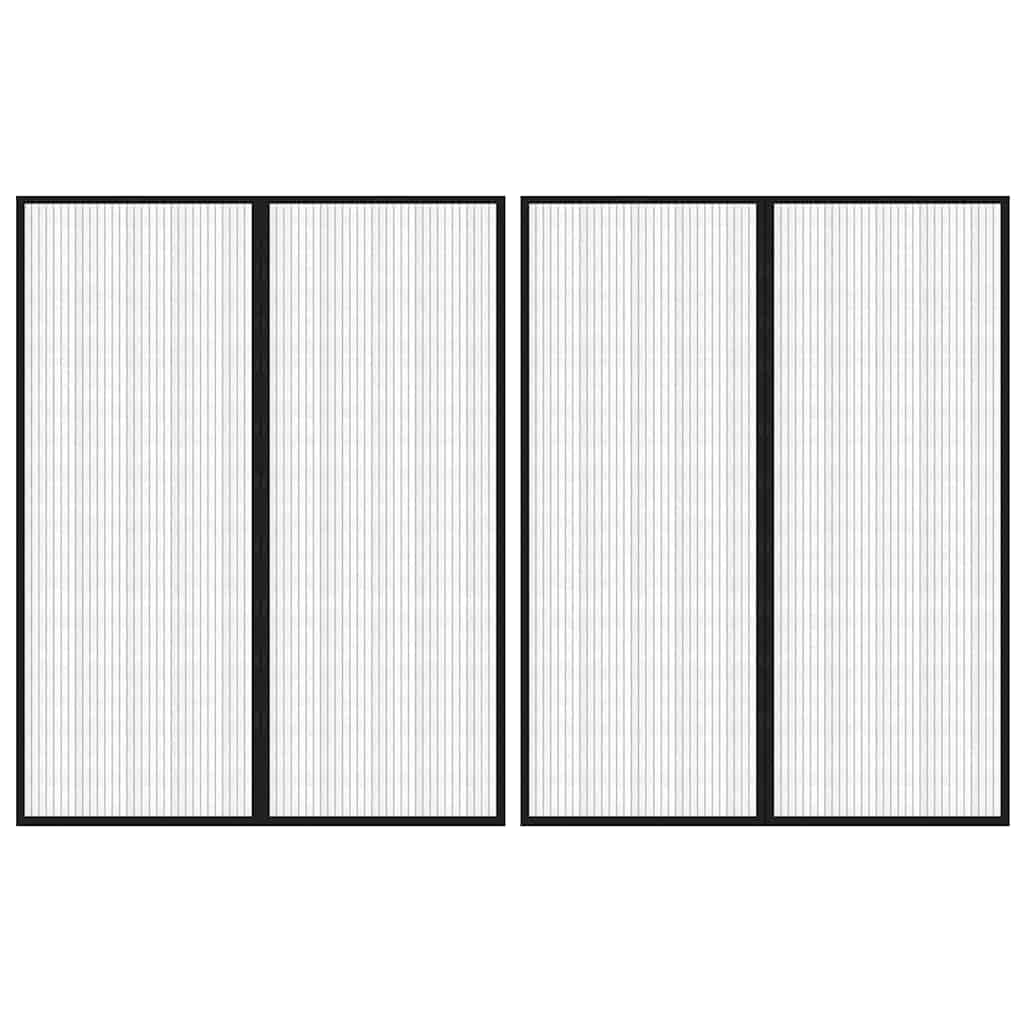 Fliegengitter-Türvorhänge 2 Stk. Magnet Schwarz 230x160 cm