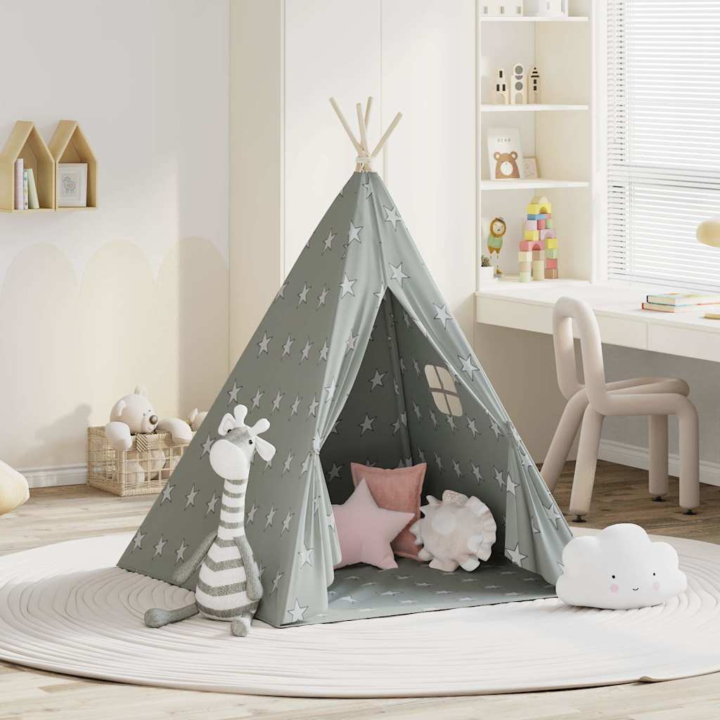 Kinder Tipi-Zelt mit Tasche Polyester Grau 115x115x160 cm