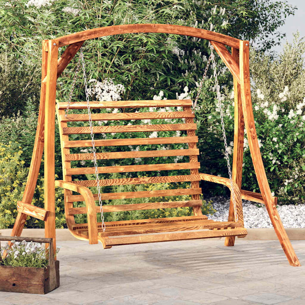 Schaukelbank Bugholz Massiv mit Teak-Finish 126x63x92 cm