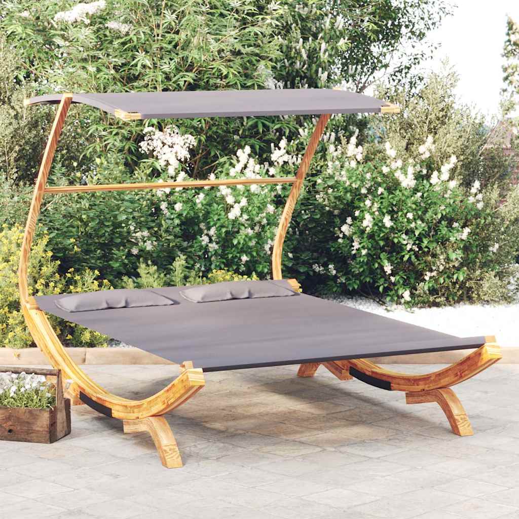 Sonnenliege mit Dach 165x203x138 cm Bugholz Massiv Anthrazit