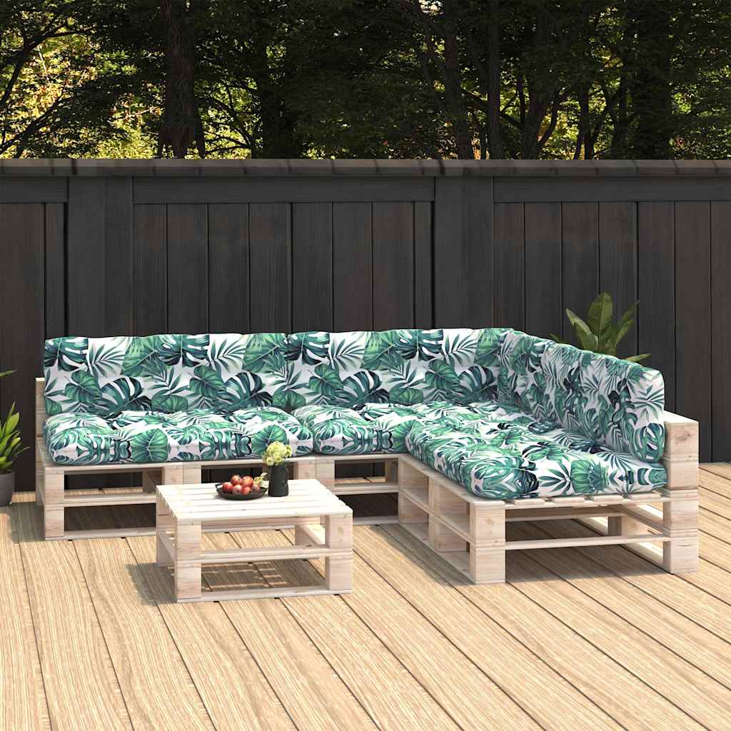 Palettensofa-Auflagen 7 Stk. Blattmuster