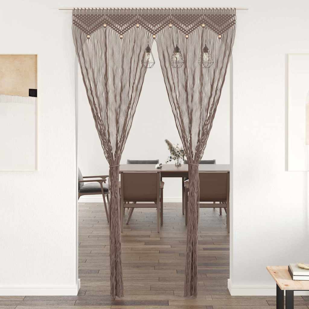 Makramee Vorhang Taupe 140x240 cm Baumwolle