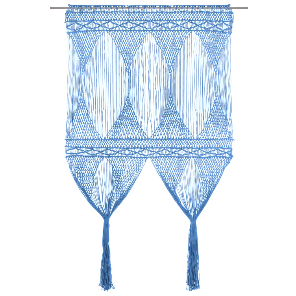 Makramee Vorhang Blau 140x240 cm Baumwolle