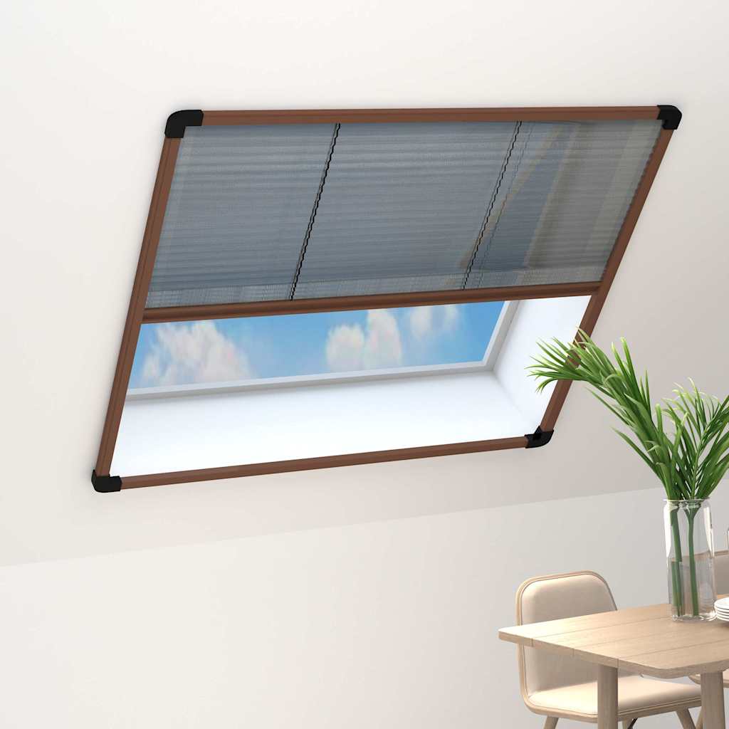 Insektenschutz-Plissee für Fenster Aluminium Braun 120x120 cm