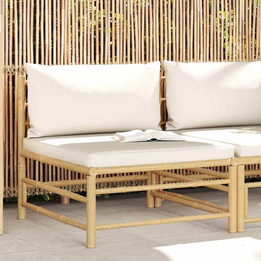 Garten-Mittelsofa mit Kissen Cremeweiß Bambus