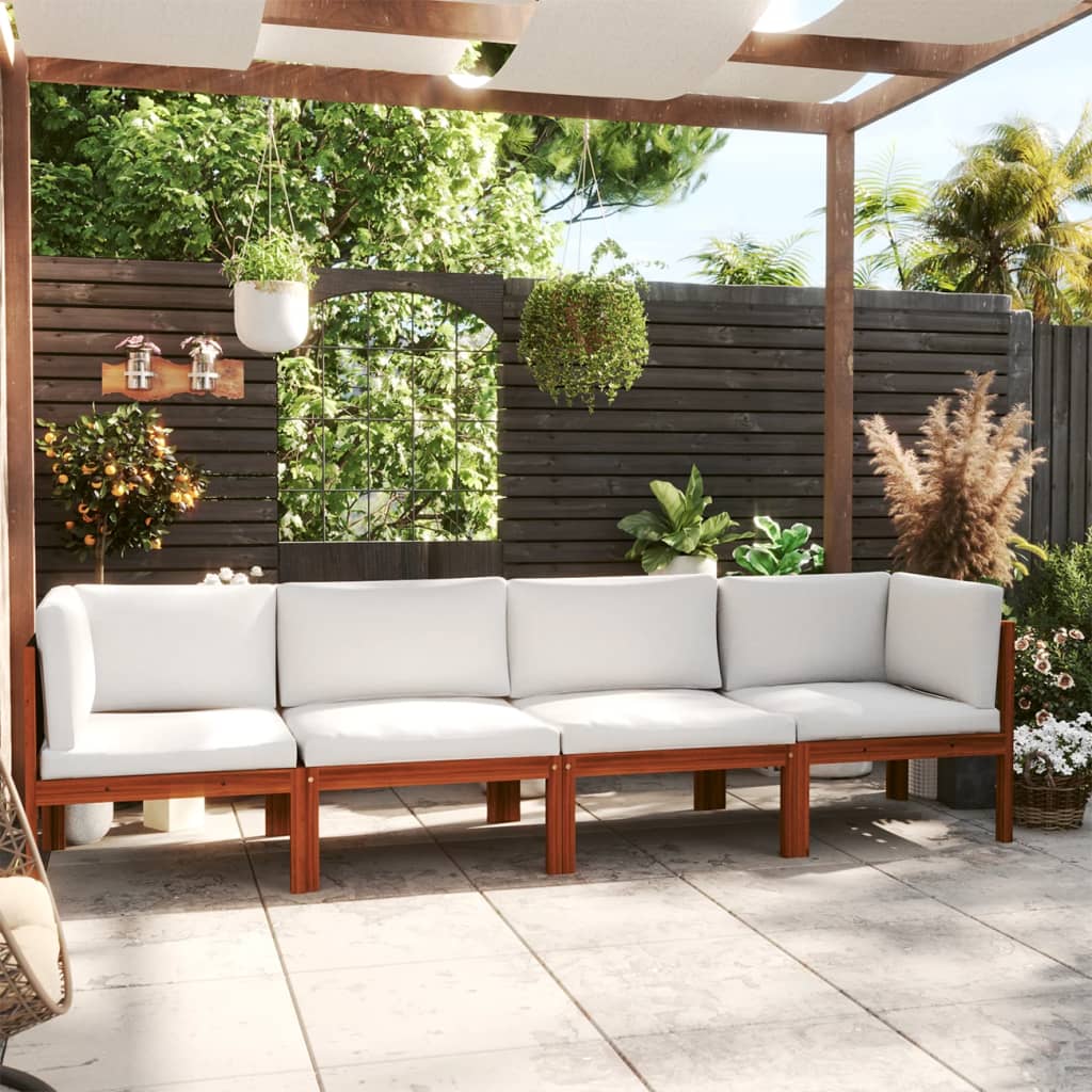 4-Sitzer-Gartensofa mit Kissen Holz Akazie & Seil