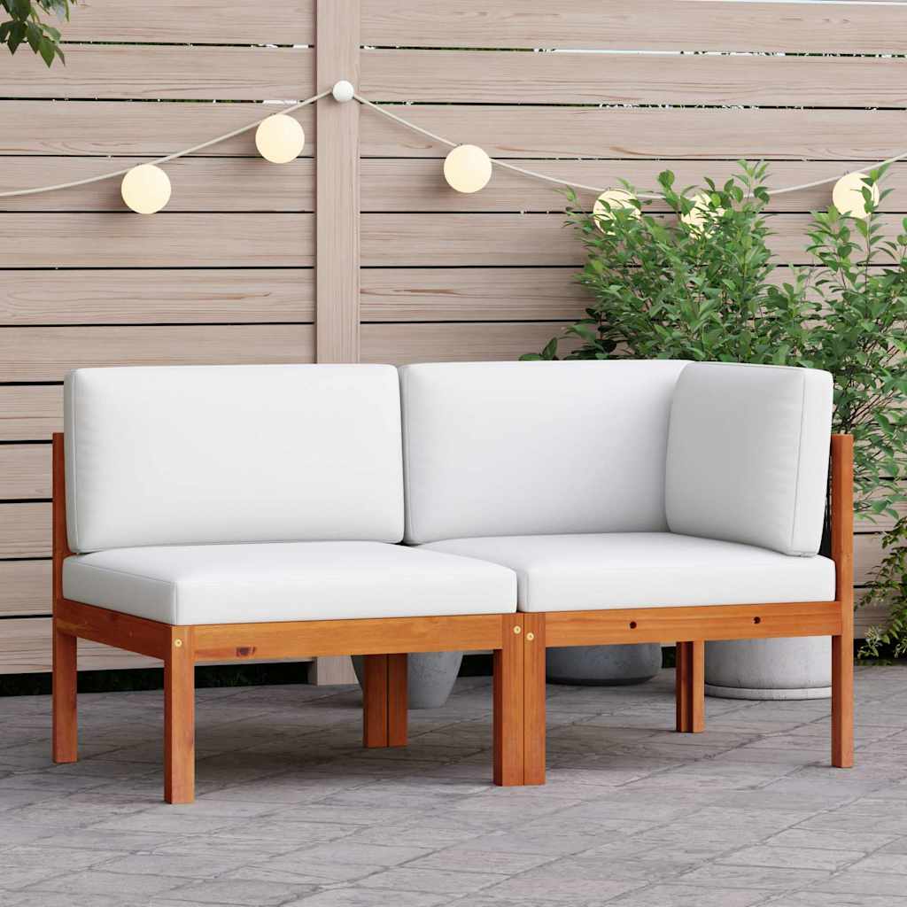 2-teiliges Garten-Lounge-Set mit Kissen Holz Akazie & Seil