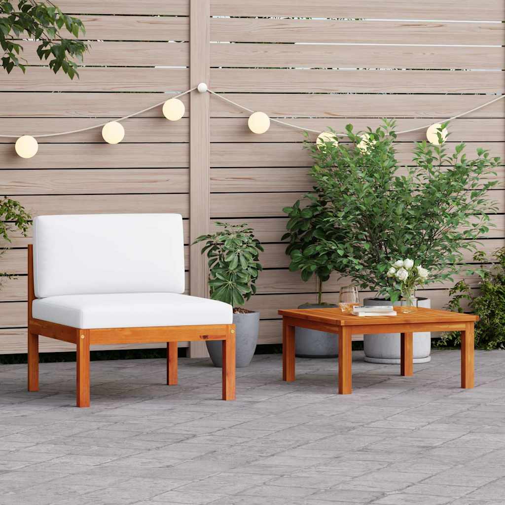 2-teiliges Garten-Lounge-Set mit Kissen Holz Akazie & Seil