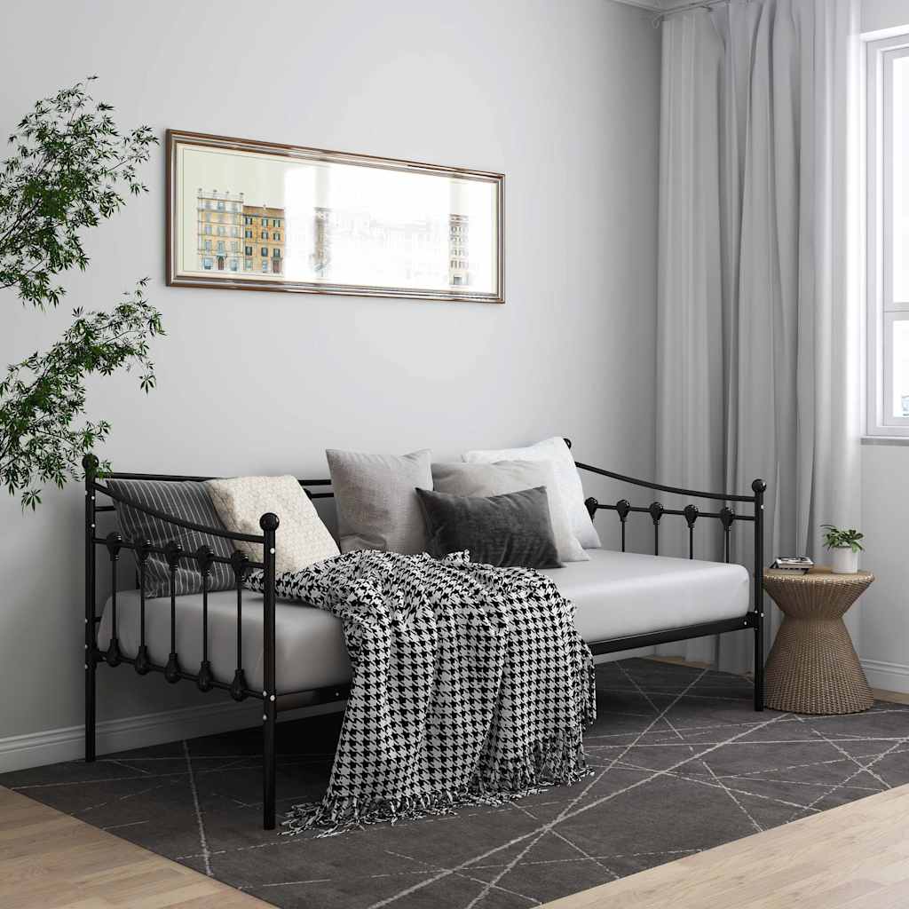 Schlafsofa Bettgestell Schwarz Metall 90x200 cm