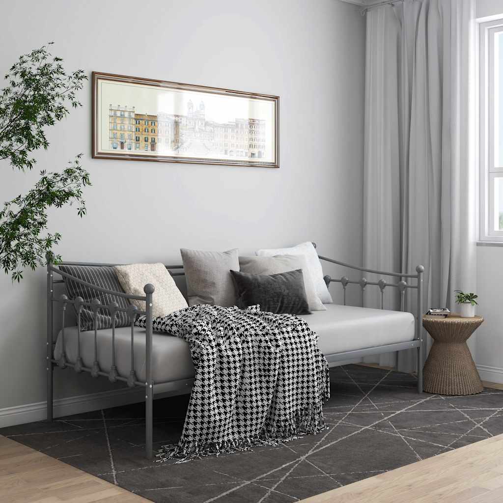 Schlafsofa Bettgestell Grau Metall 90x200 cm